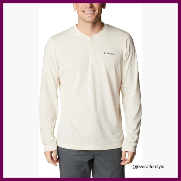 Long Sleeve Henley Shirt 50% Cotton 50% Polyester Moisture Wicking